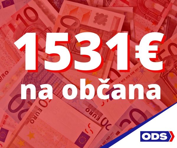 1.531€ je suma, o ktorú sa každý občan SR zadľži v roku 2023