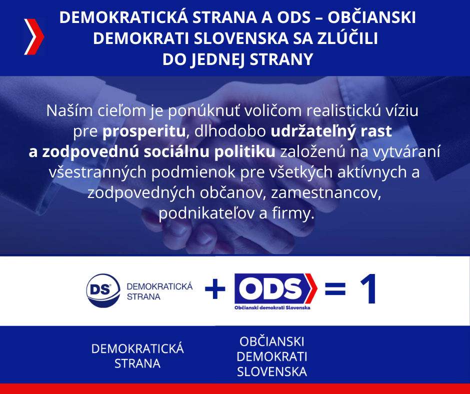 Demokratická strana a ODS – Občianski demokrati Slovenska sa zlúčili do jednej strany